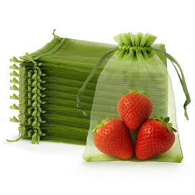 Muyurra fruit protection bag on strawberries deterring pests and preserving harvest.