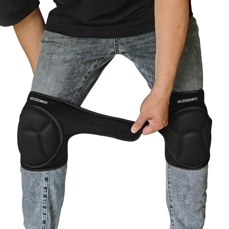 MUZEEMOU knee pads for gardening provide cushioned comfort on soil surfaces.