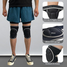MUZEEMOU knee pads with non-slip texture stay steady on wet floors.