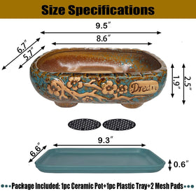 MUZHI bonsai planter with drip tray for clean, mess-free watering on any surface.