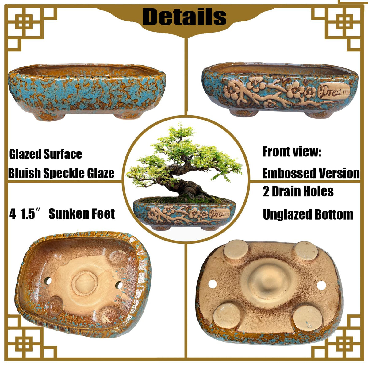 MUZHI planter features floral pattern and Dream word for vintage-inspired accent.