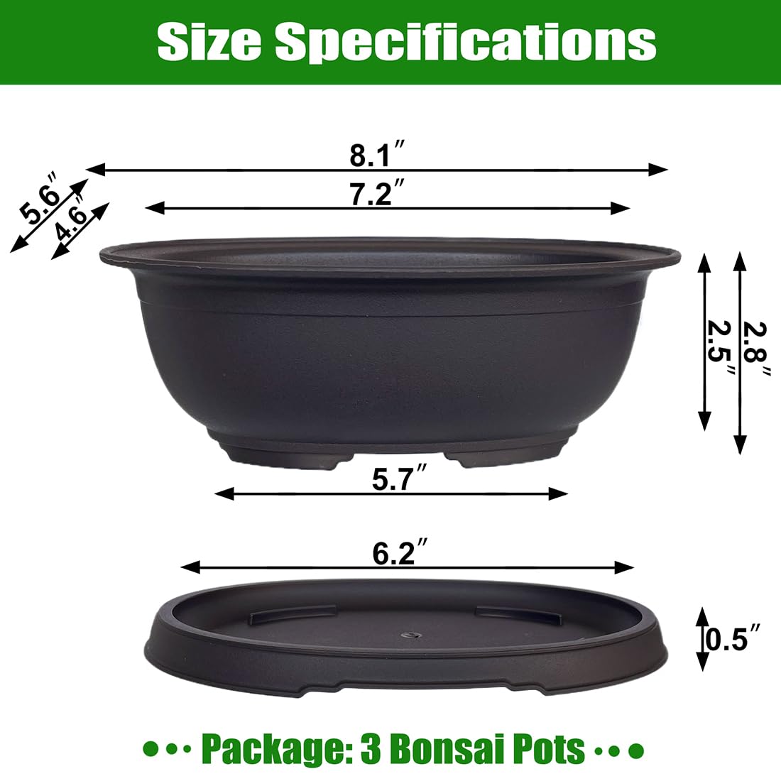 MUZHI bonsai pot set with drainage trays for easy watering control.