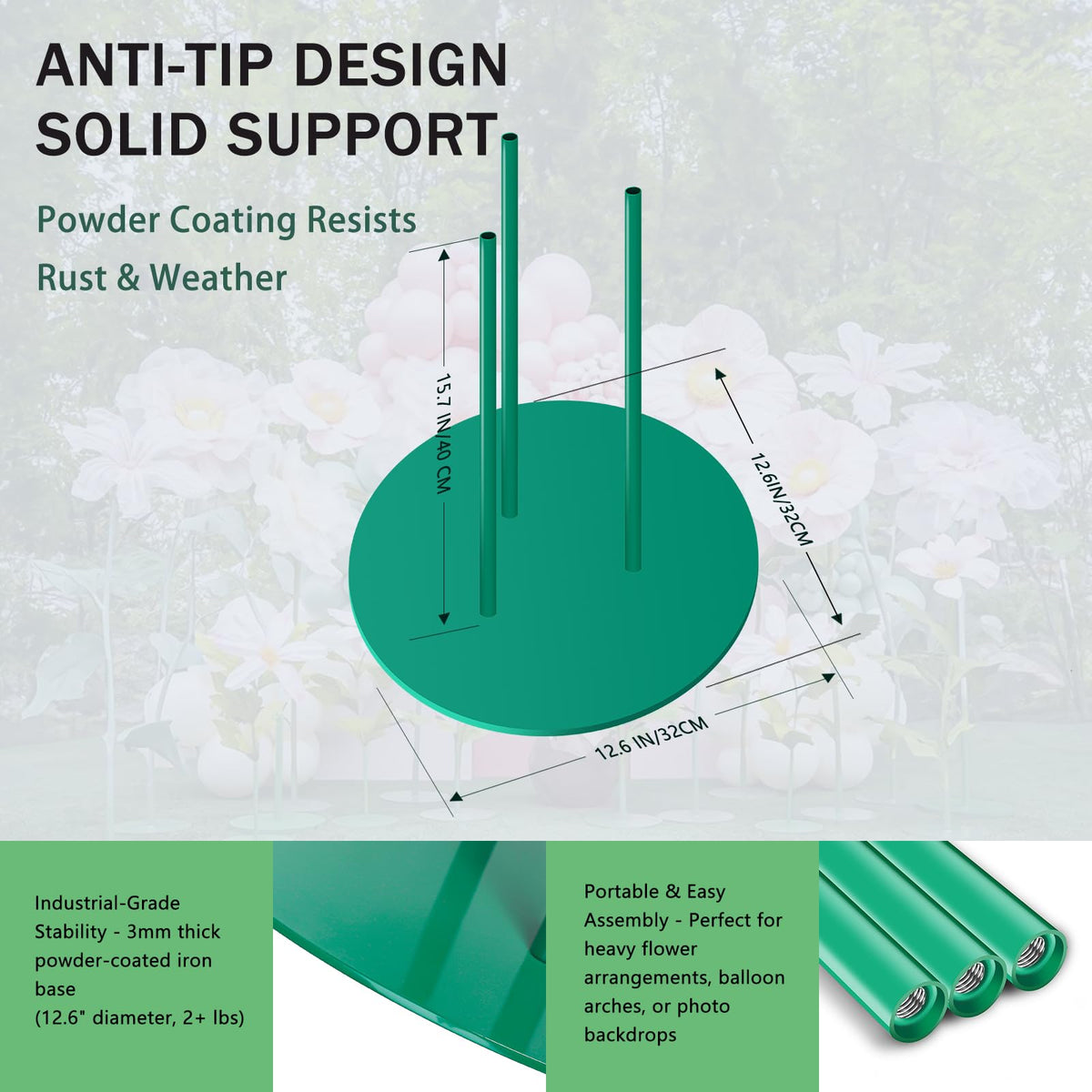 Mverse Giant Flower Stand Pins and Pipes demonstrating quick, tool-free assembly