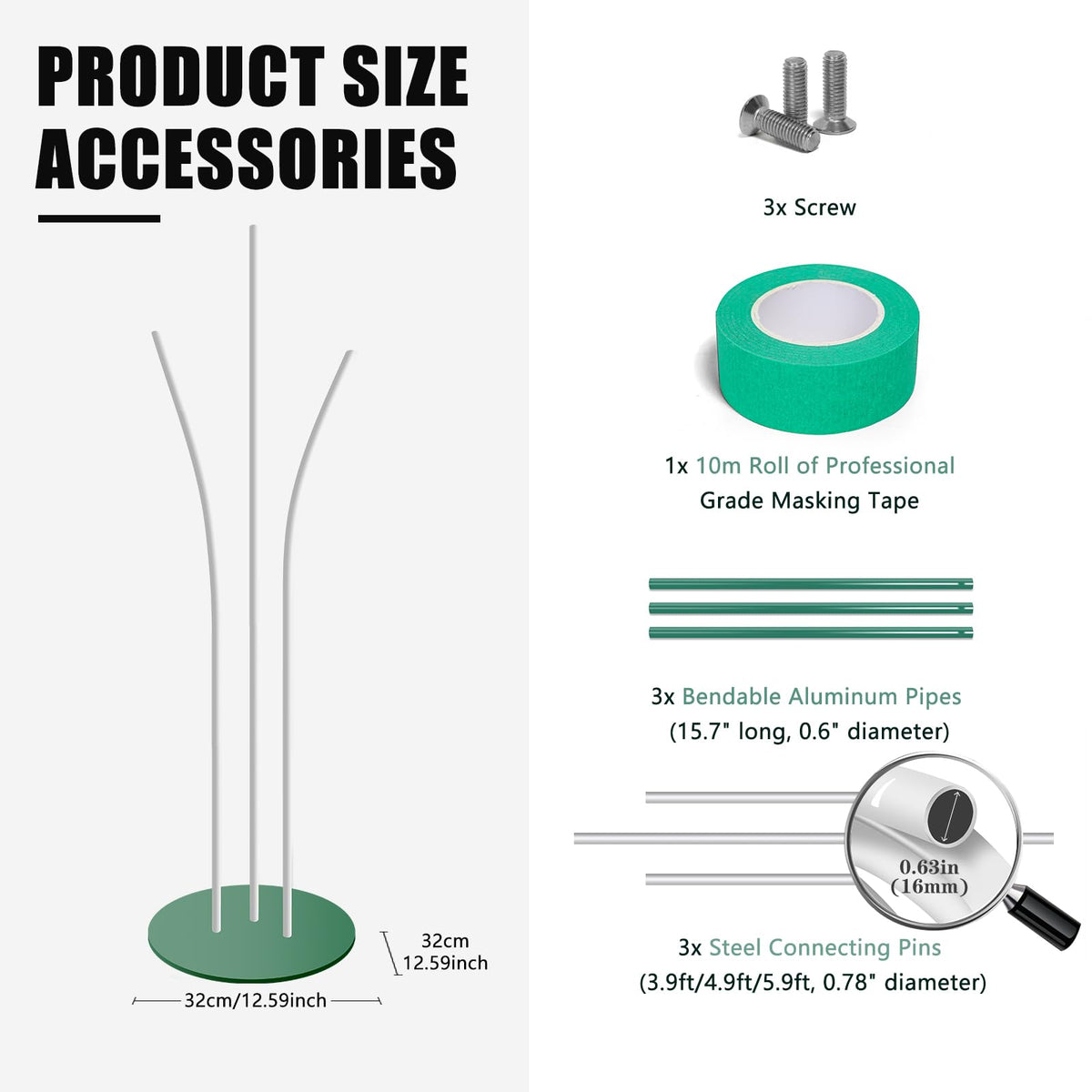 Mverse Giant Flower Stand Pre-colored Green Stem for a polished professional finish