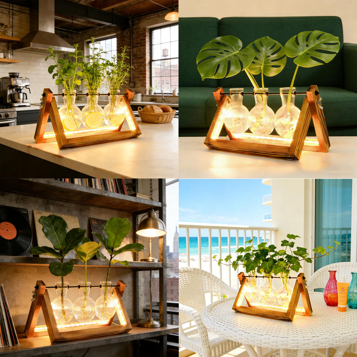 MVOVM natural wood frame terrarium blends vintage decor