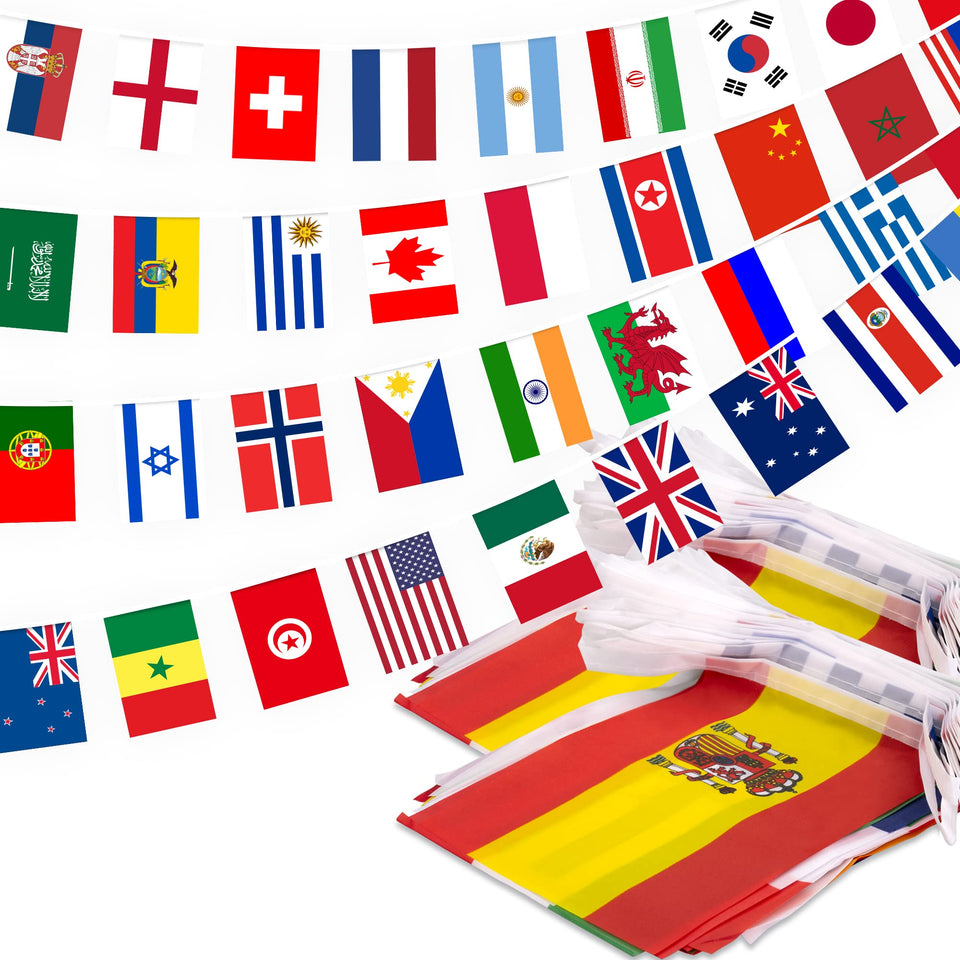 MVPRING 100 Countries flags pennant banner 82ft for international event decor