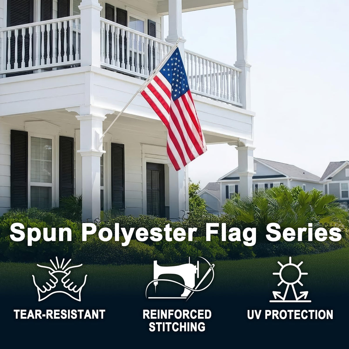 MVPRING outdoor flag ideal for porch, yard, or parade celebrations.