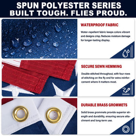MVPRING flag featuring reinforced fly edge for long-lasting windy-season durability.