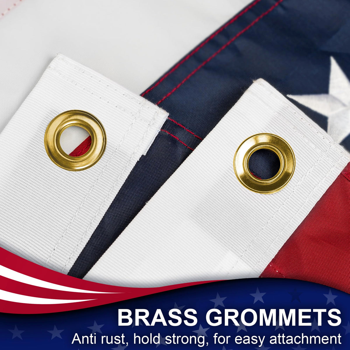 MVPRING flag stripes with hidden double stitching for a clean finish.