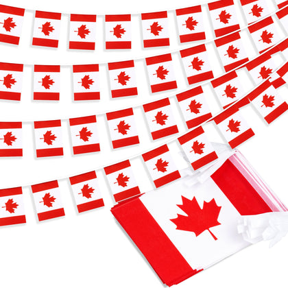 MVPRING Canada flag pennant banner shown in a 33-foot layout with 30 flags for versatile decor