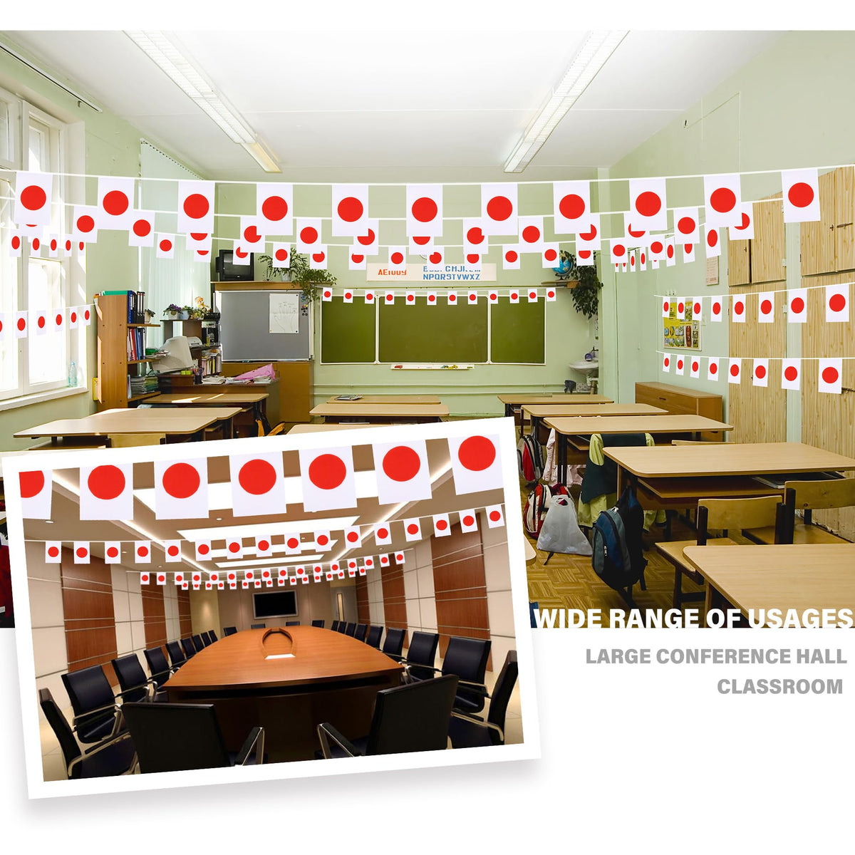 MVPRING Japan flags, 30 pieces, vibrant and durable for school displays.