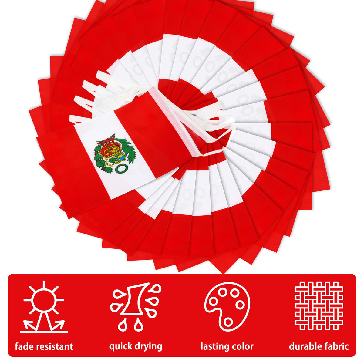 MVPRING Peru flag bunting suitable for school events
