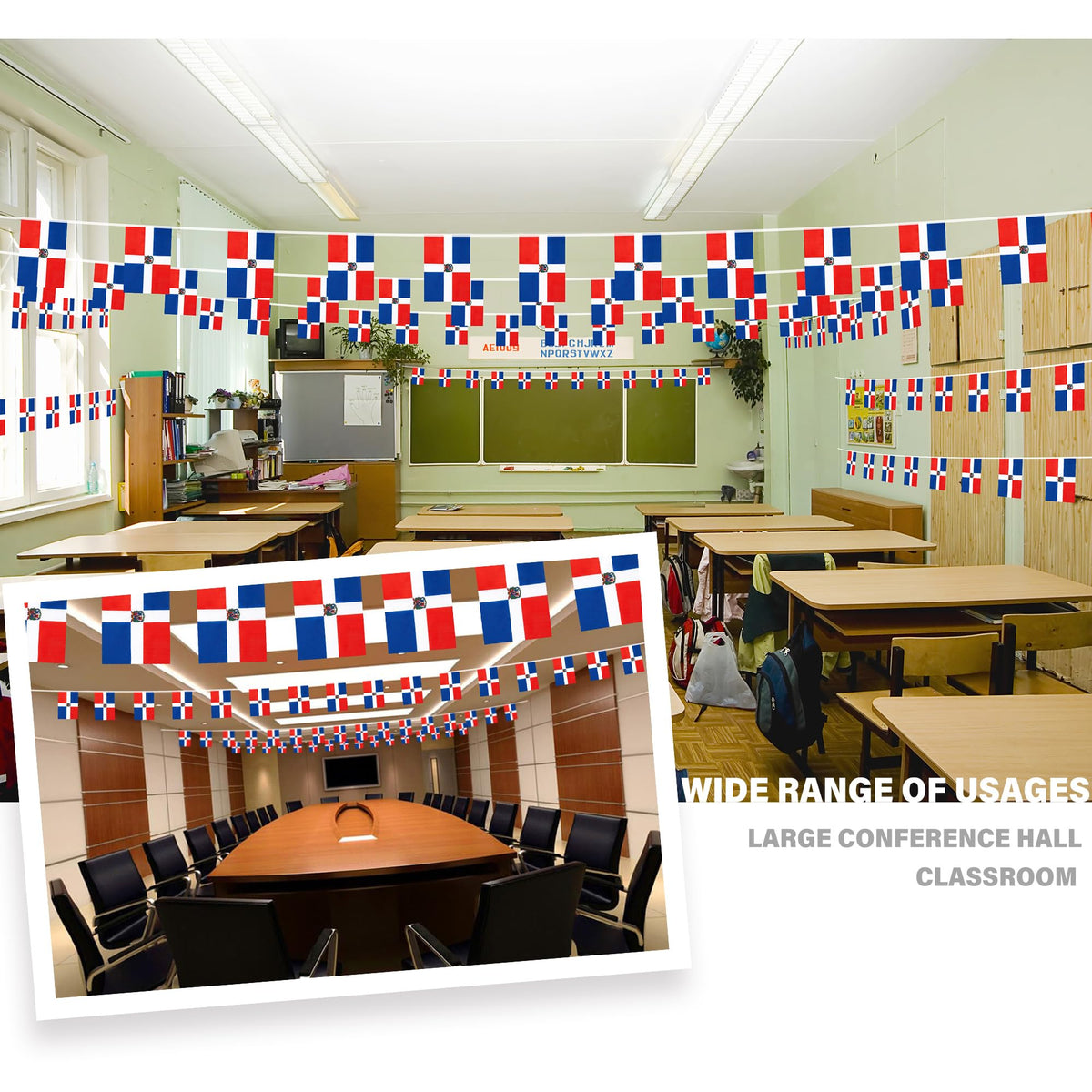 MVPRING polyester Dominican flags banner with durable colors