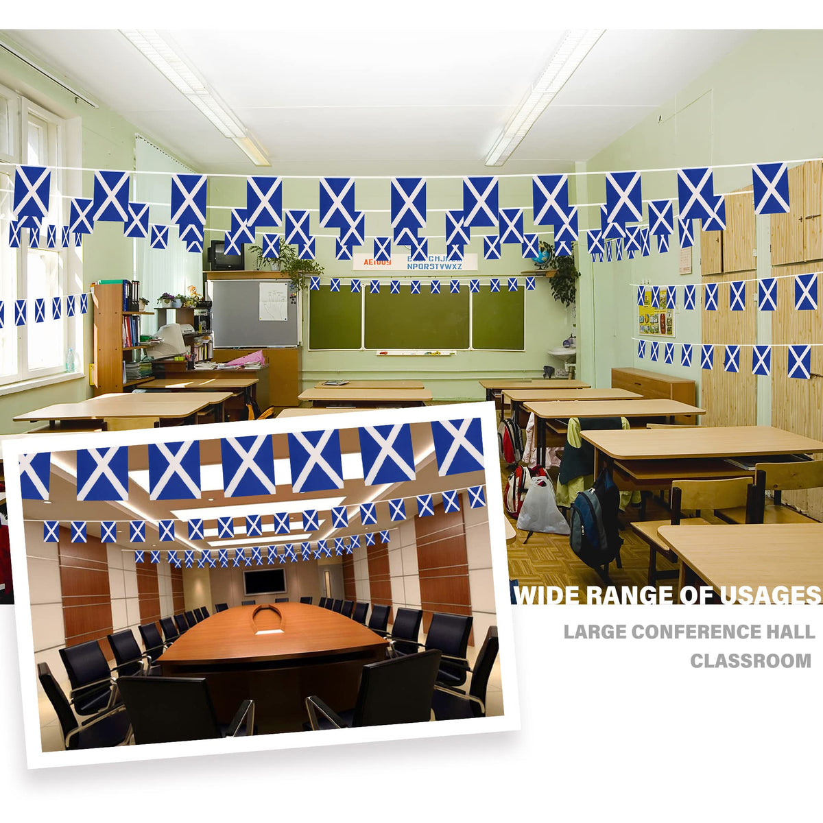 MVPRING Scotland flag banner with 30 flags, festive flair for events