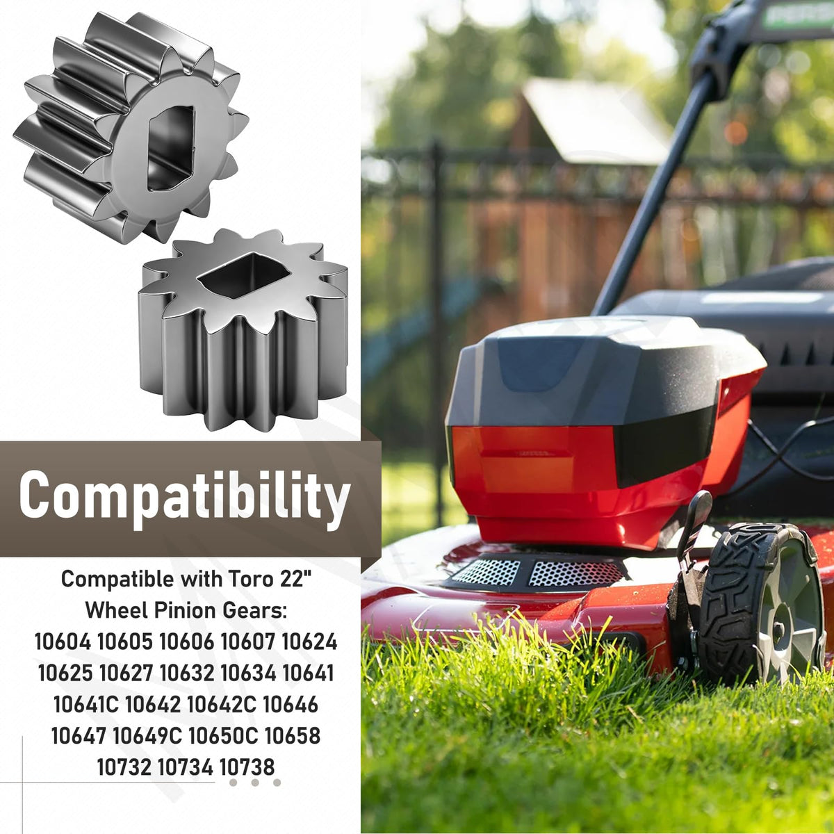 MWEDP durable metal pinion gear designed for long-lasting mower use.