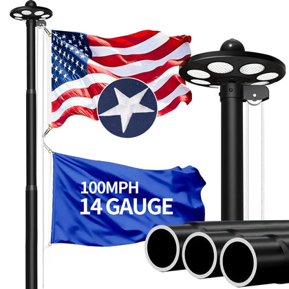 MXQMKL 20ft flagpole with tapered base for stable outdoor display