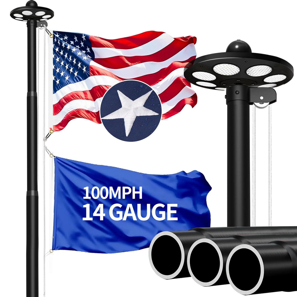 MXQMKL 20ft flagpole with tapered base for stable outdoor display