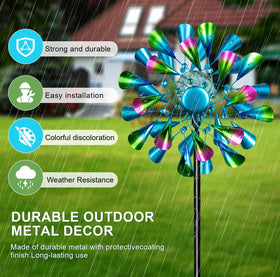 MXwcy wind spinner with dual rotors creates dynamic motion from gentle breezes.