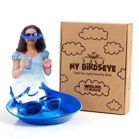 My Birdseye interactive wearable bird feeder head gear for close viewing.
