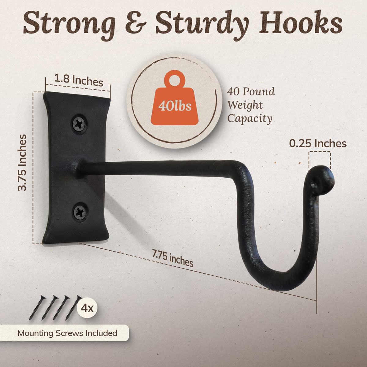 My Fancy Farmhouse hook shown outdoors for baskets and planters.