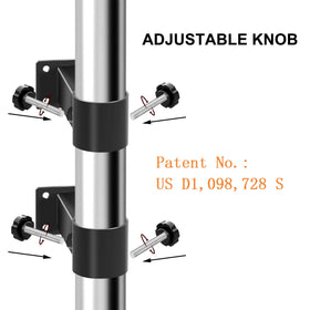MY RUSTIC heavy-duty clamp provides stable railing support for outdoor umbrellas.