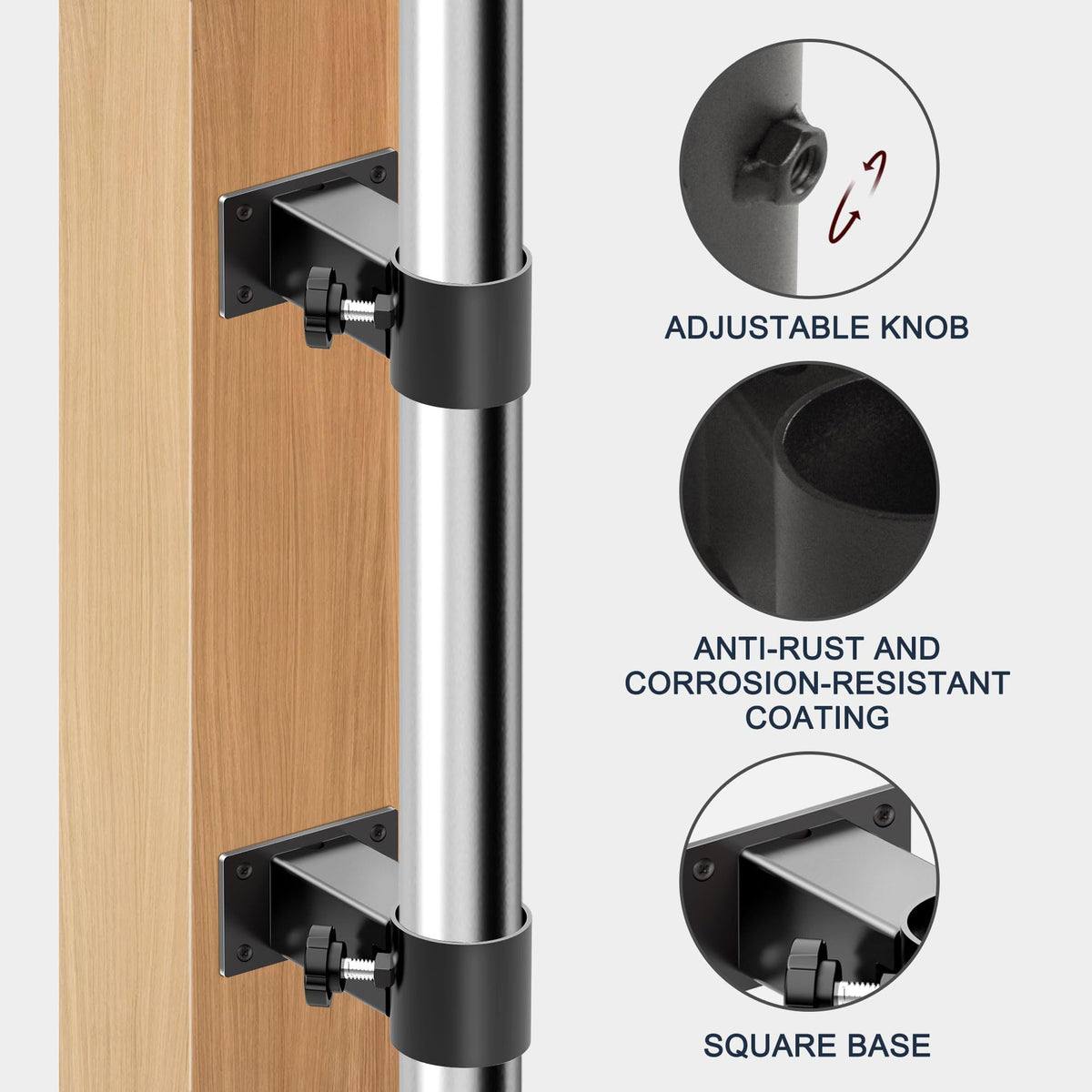 MY RUSTIC rail-mount fits 1-3/4 inch poles for versatile setup.