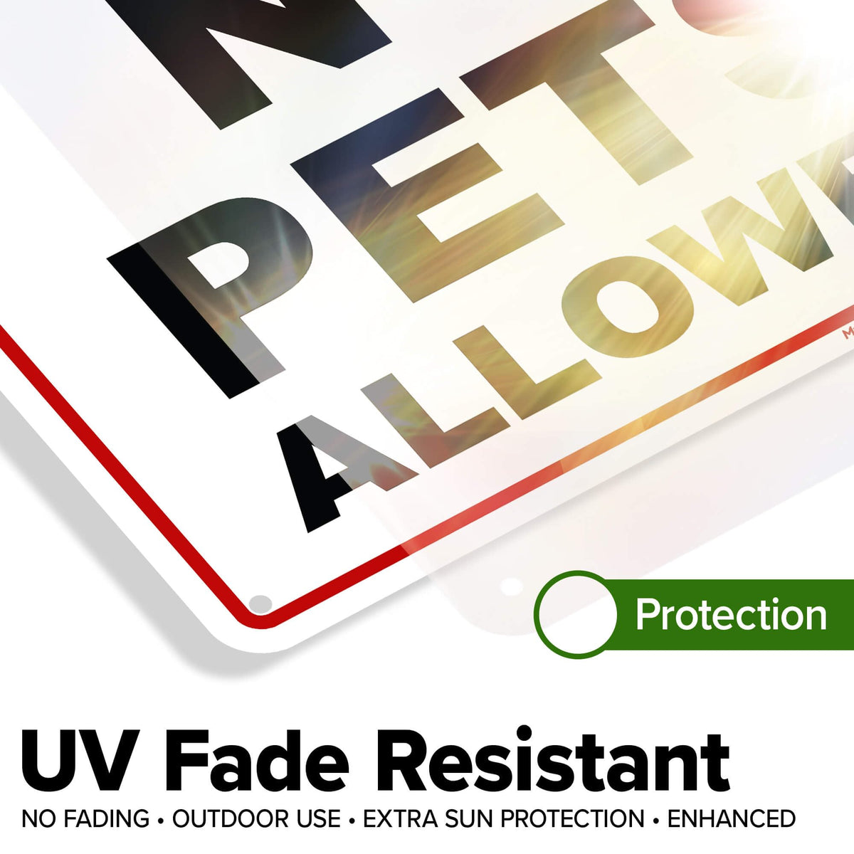 My Sign Center Rust-free aluminum sign with fade-resistant graphics stands up outdoors.