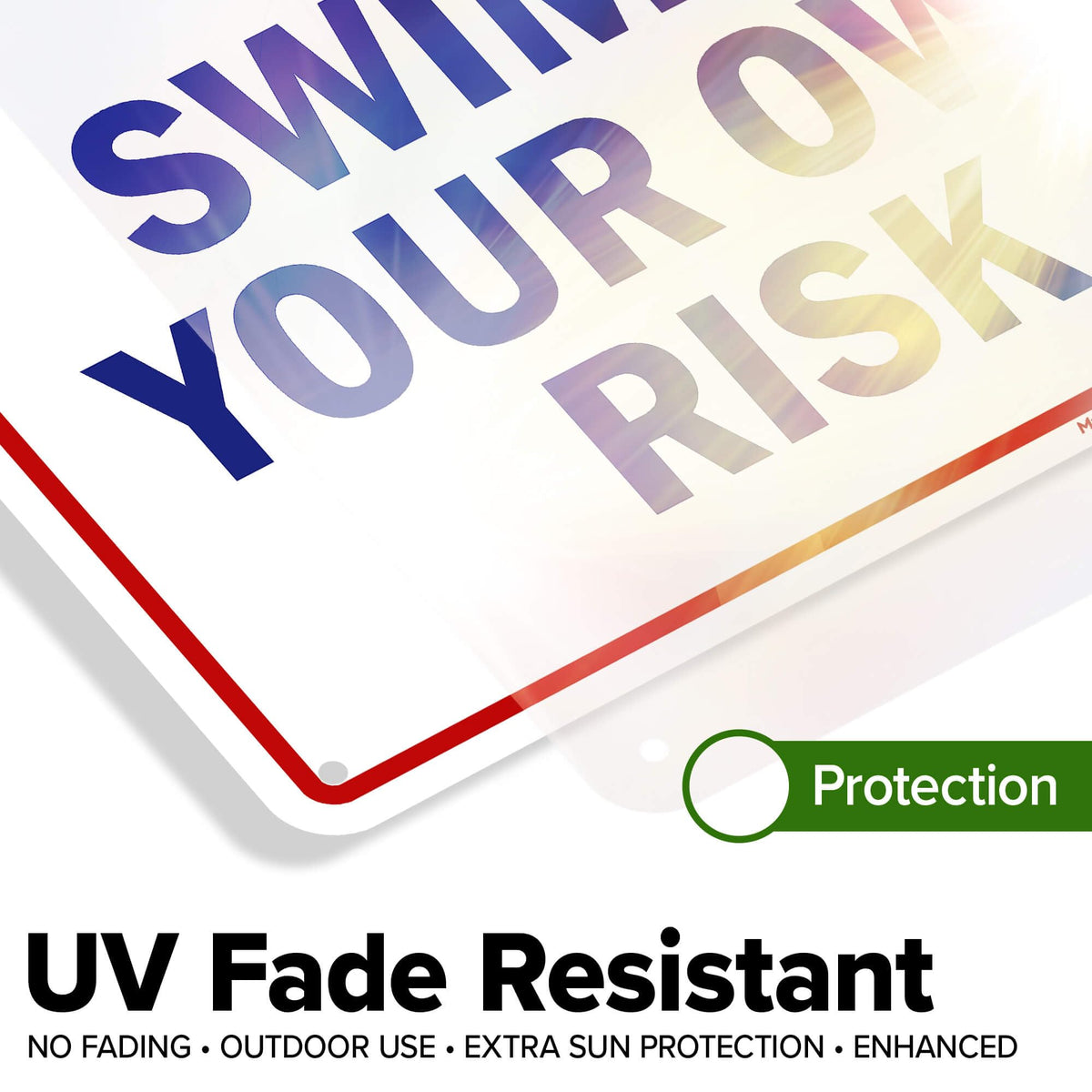 My Sign Center warning swim sign laser-engraved graphics for crisp readability