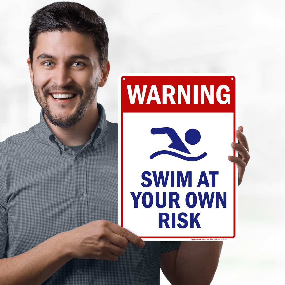 My Sign Center warning swim sign outdoor-durable for year-round visibility