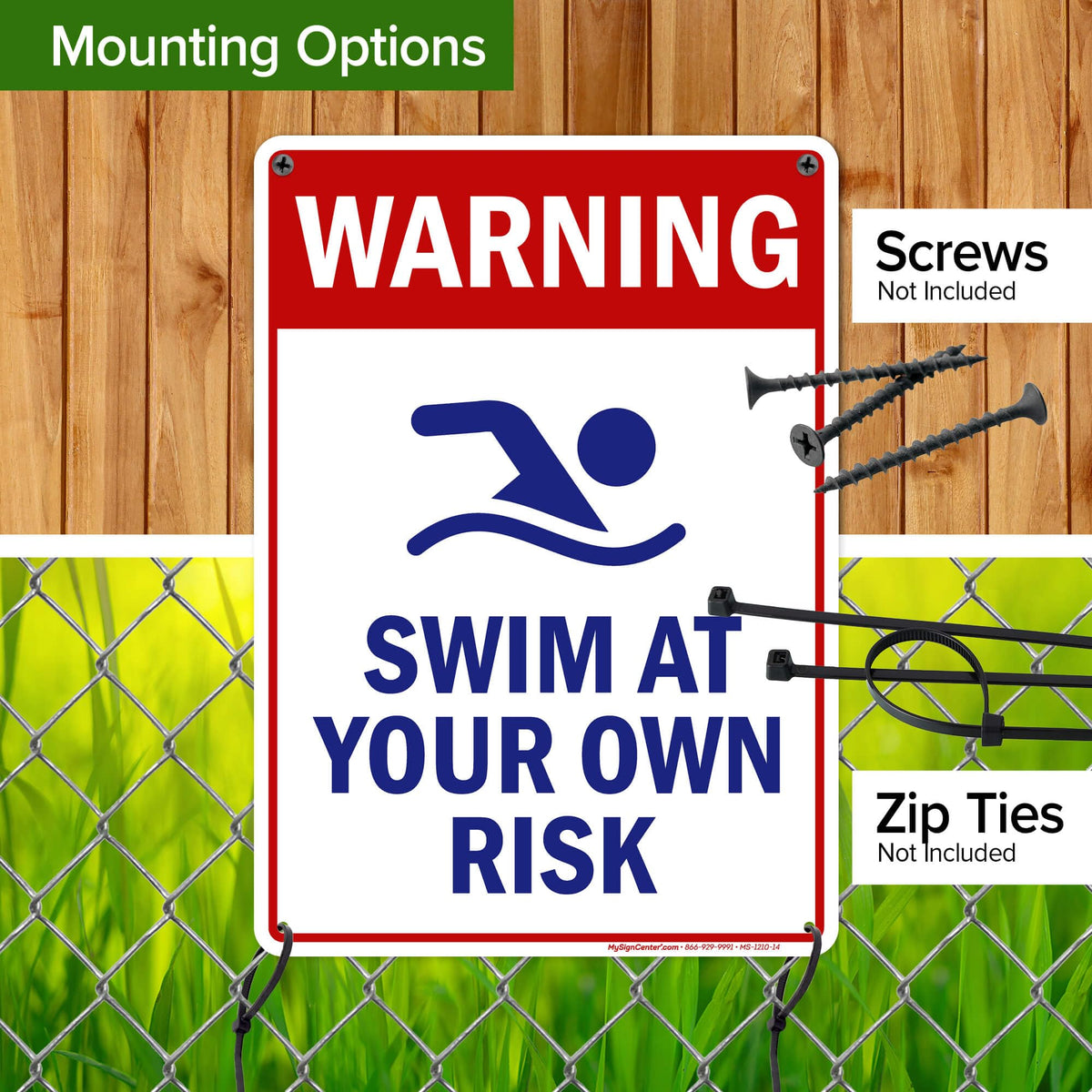 My Sign Center warning swim sign 10x14 size designed for easy readability