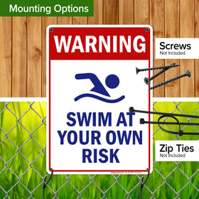 My Sign Center warning swim sign 10x14 size designed for easy readability