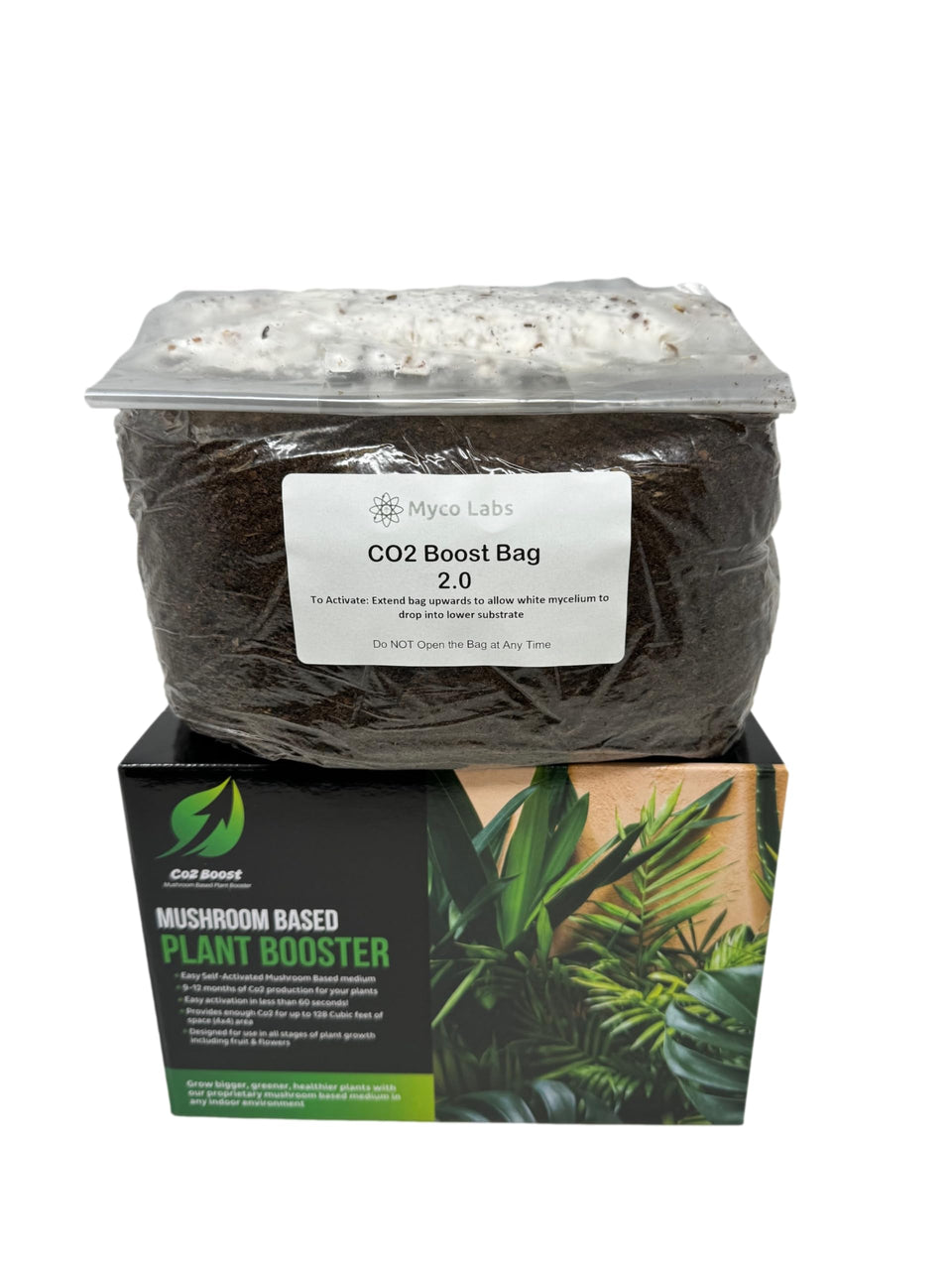 Myco Labs Co2 Boost bag activation demonstrates quick setup for indoor plants.