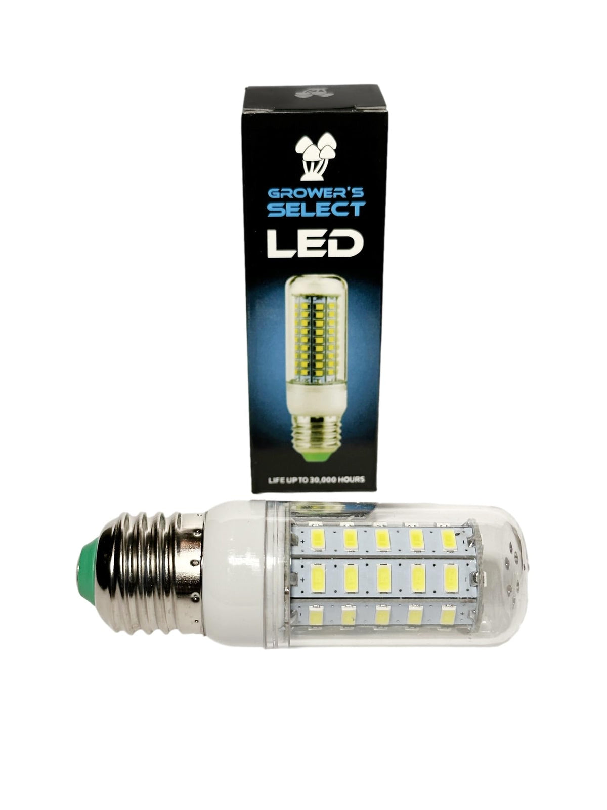 Myco Labs Grower's Select LED light with socket adapter for versatile power options.
