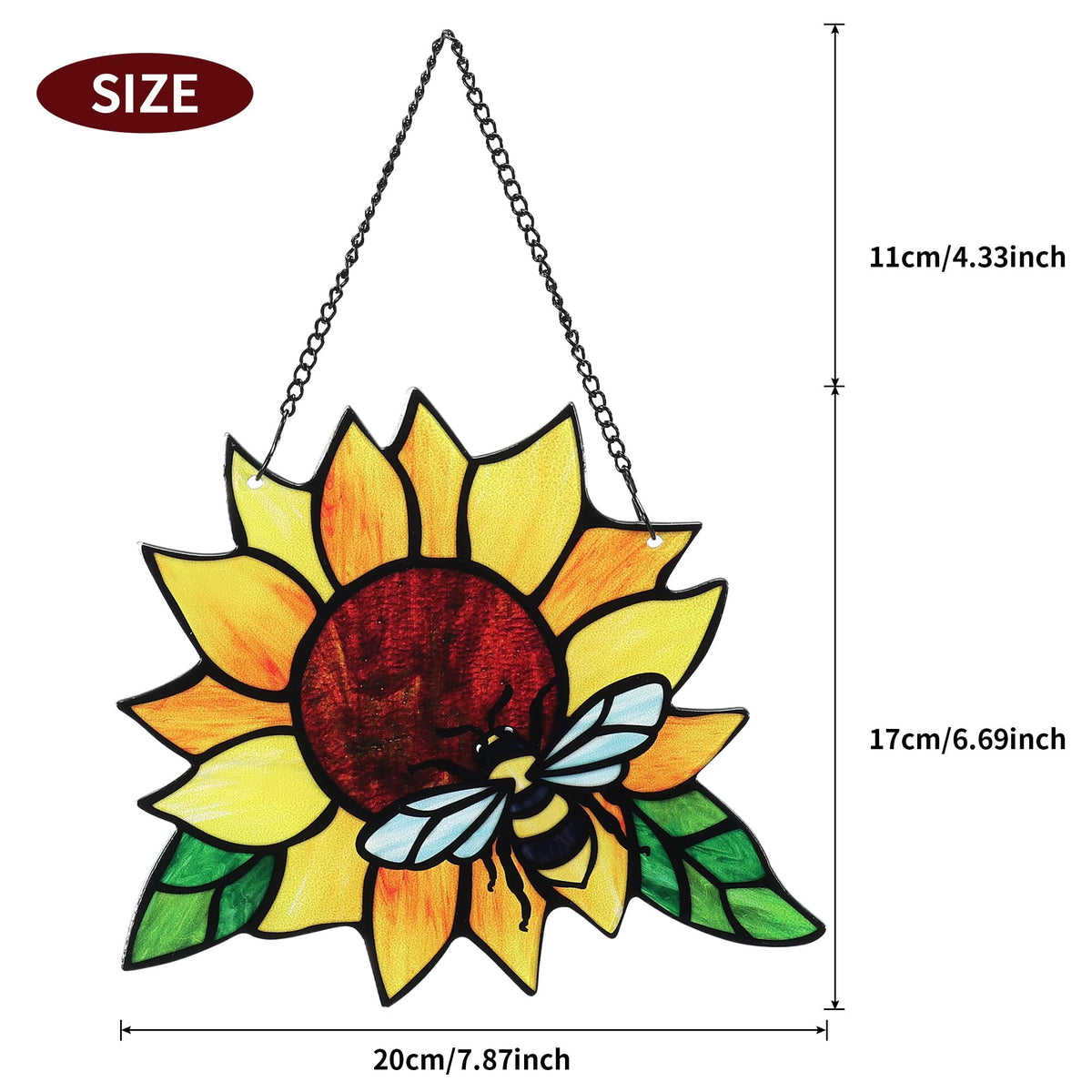 MYCRLIFE hand-painted suncatcher with sunflower and ladybug casts colorful light in rooms.