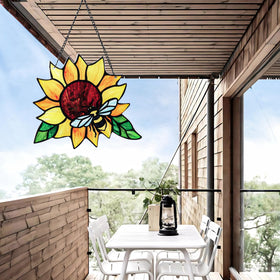 MYCRLIFE sunflower-ladybug panel adds artful color to patios and sunrooms.