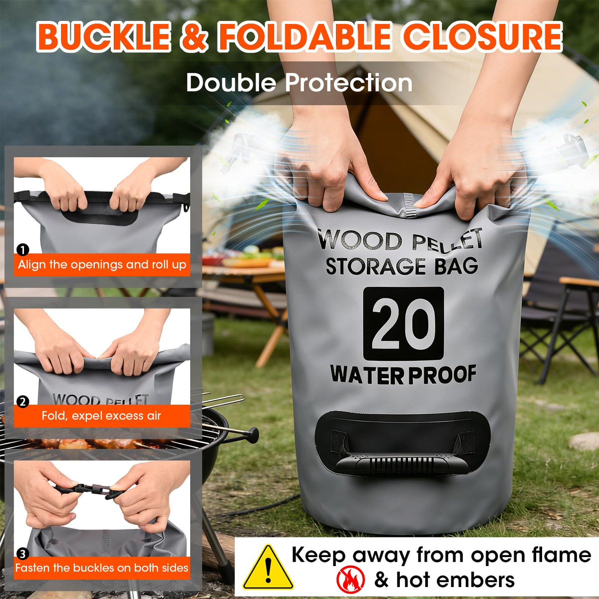 Mydrissu waterproof 500D PVC material close-up for weather resistance during outdoor cooking.
