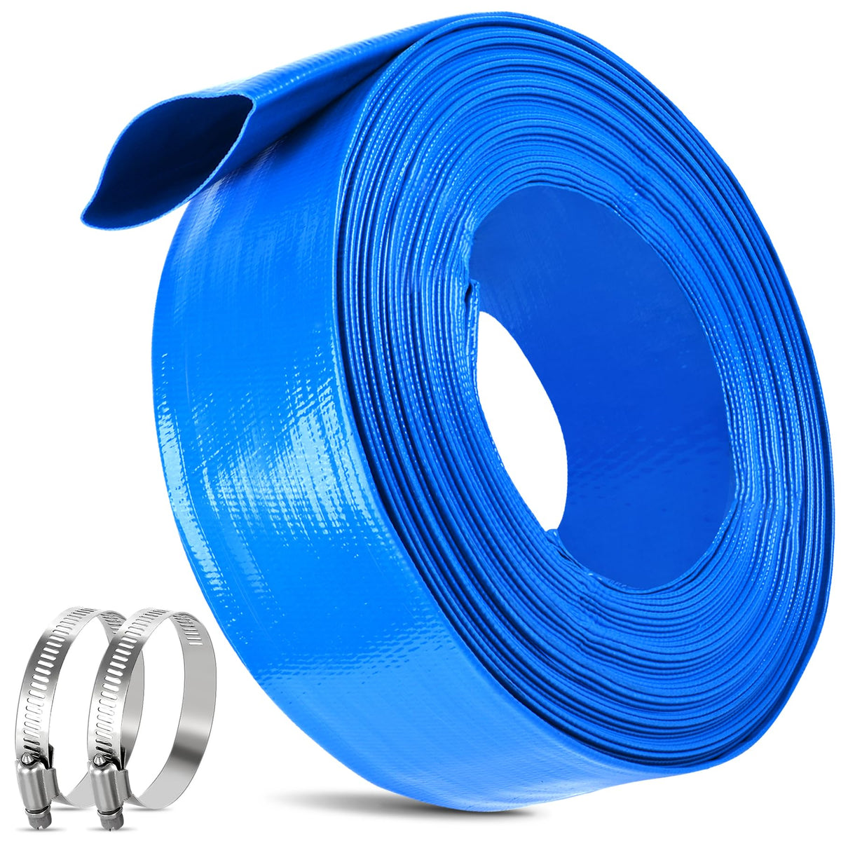 MYFAMIREA backwash hose 30ft blue for easy pool filtration and water transfer