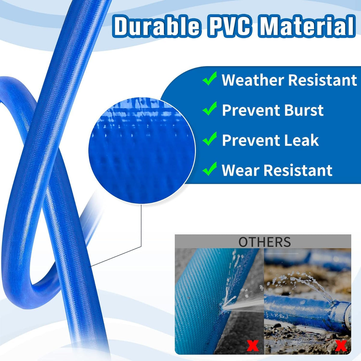 MYFAMIREA heavy-duty PVC backwash hose withstands outdoor use