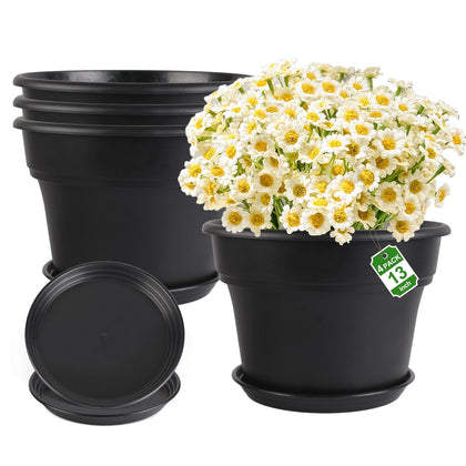 Myfeegoin 13 inch outdoor plant pot for patios with sturdy weather resistance