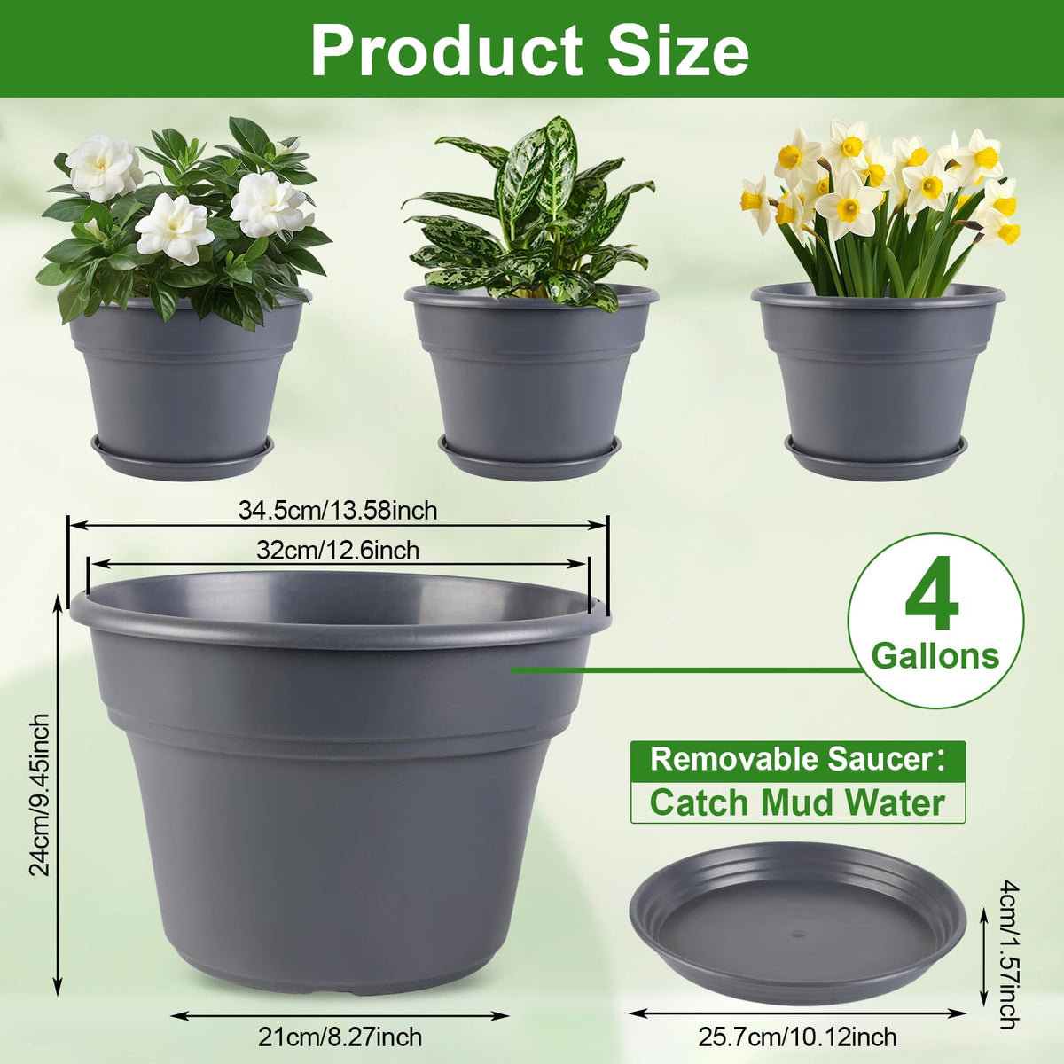 Myfeegoin 13-inch black planter enhances modern outdoor decor.