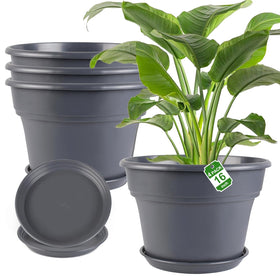 Myfeegoin 16-inch outdoor plant pot with drainage holes for healthy roots.