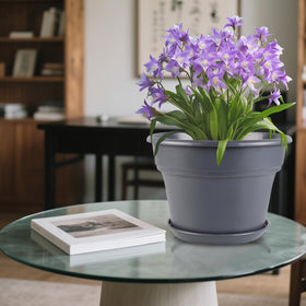 Myfeegoin 16-inch planter with rolled rim for easy handling.