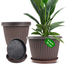 Myfeegoin large planter with ribbed design for stylish indoor-outdoor spaces.