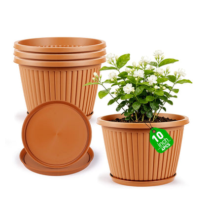 Myfeegoin planter pot 10 inch with ribbed design adds understated interior elegance.