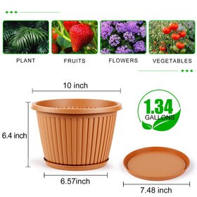 Myfeegoin planter pot includes a saucer to catch overflow water.