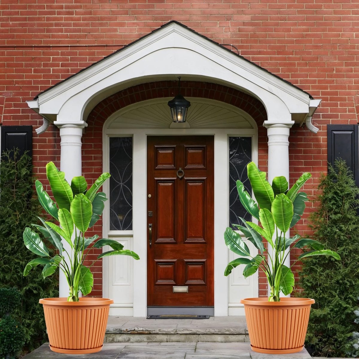Myfeegoin planter pot enhances decks and patios with a modern look.