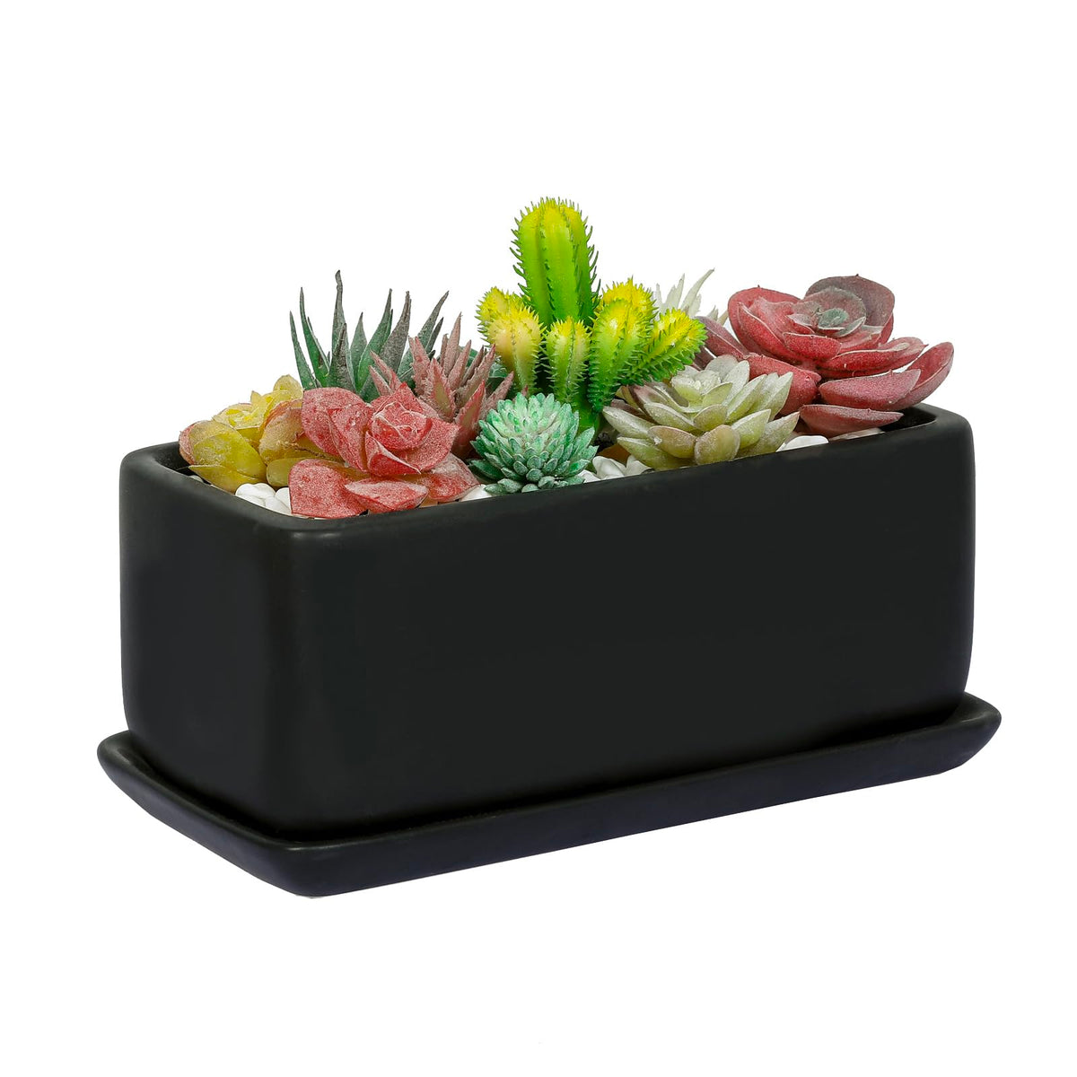 MyGift 10-inch matte black ceramic indoor plant pot on windowsill for tidy greenery