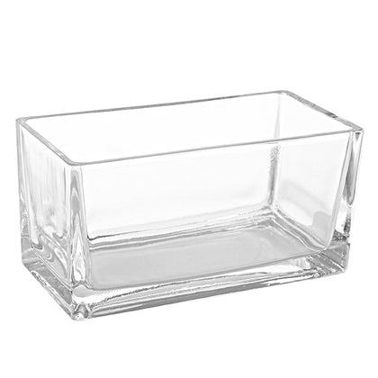 MyGift 7.8-inch rectangular glass vase on a clean tabletop as a modern centerpiece
