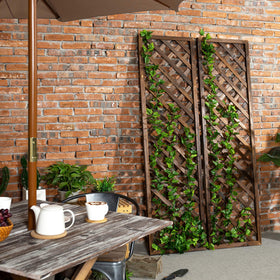 MyGift brown wood finish trellis two-pack suits tomatoes, peas, and flowers.