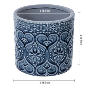 MyGift embossed floral-pattern planter blends antique and contemporary style